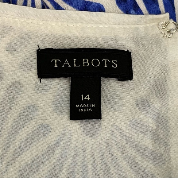 Talbots Blue Geo Mixed Print Fit and Flare Dress - Picture 13 of 14